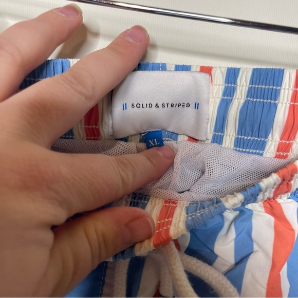 Solid and Stripe men striped blue white swim trunks sz XL - Picture 3 of 5